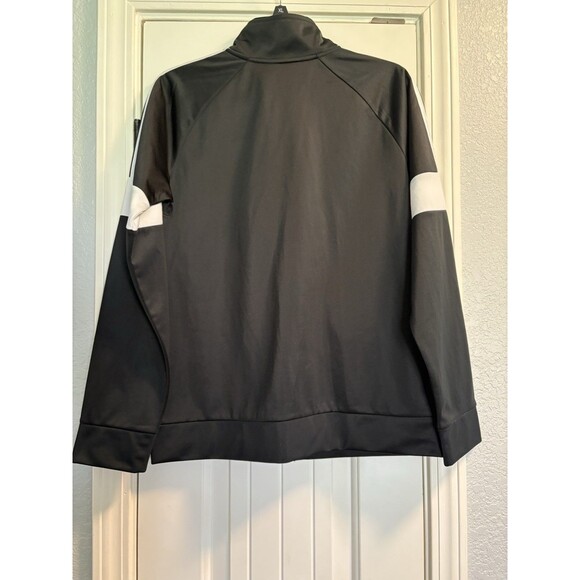 Adidas Track Jacket Boys Youth Size Large 14/16 Black White 3 Stripe Zip Up - Picture 6 of 8